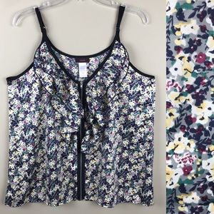 Mark. floral zip-up ruffle top - NWOT!